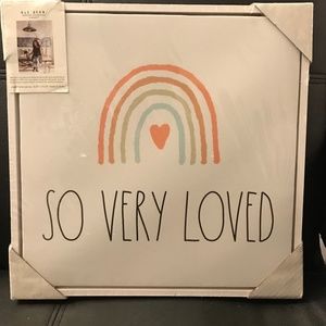 Rae Dunn Canvas Wood Framed So Very Loved Rainbow Art Decor
